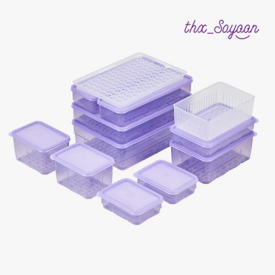 Freezer Container NEW Housewarming Set 12P (Pink/Lavender/Gray)_Korea Direct Delivery C