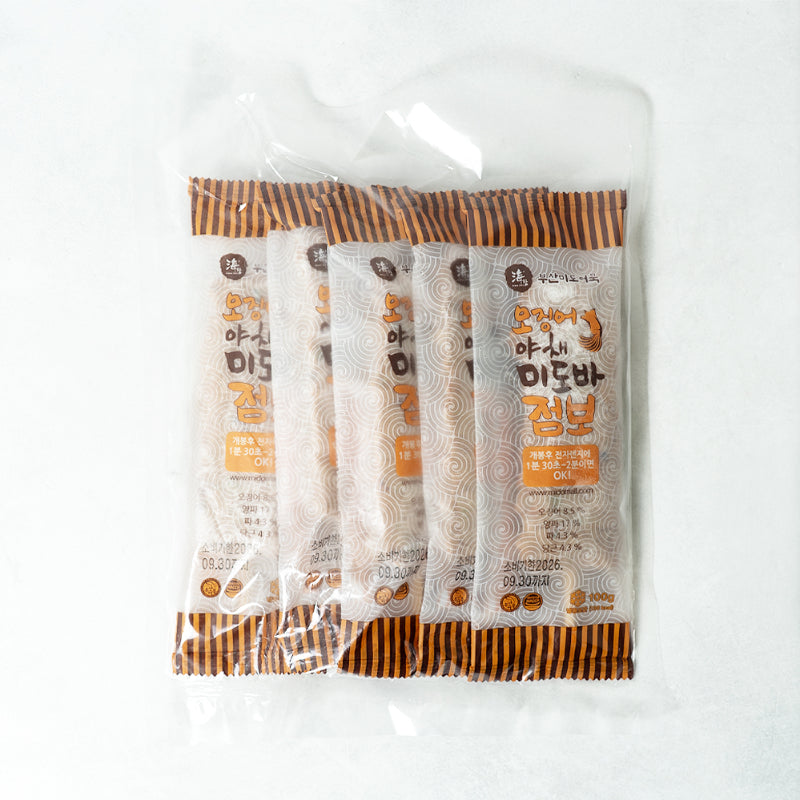 [미도어묵] 오징어야채 미도바 점보세트 (5개) + 신(辛)이내린 오징어야채바(5개) + 통으로 씹히는 통새우바 (5개)_타임딜(묶음)