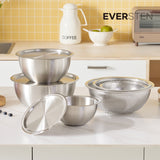 EVER STEN Mixing Bowl Full Set with Strainers (3 Stainless Bowls + 3 Strainers + 3 Lids)_ Korea Direct Delivery E