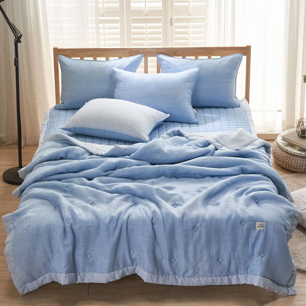 [한국직배송 F] 한길침장 인견 100% 써니 여름이불 Q (색상:블루/그레이)