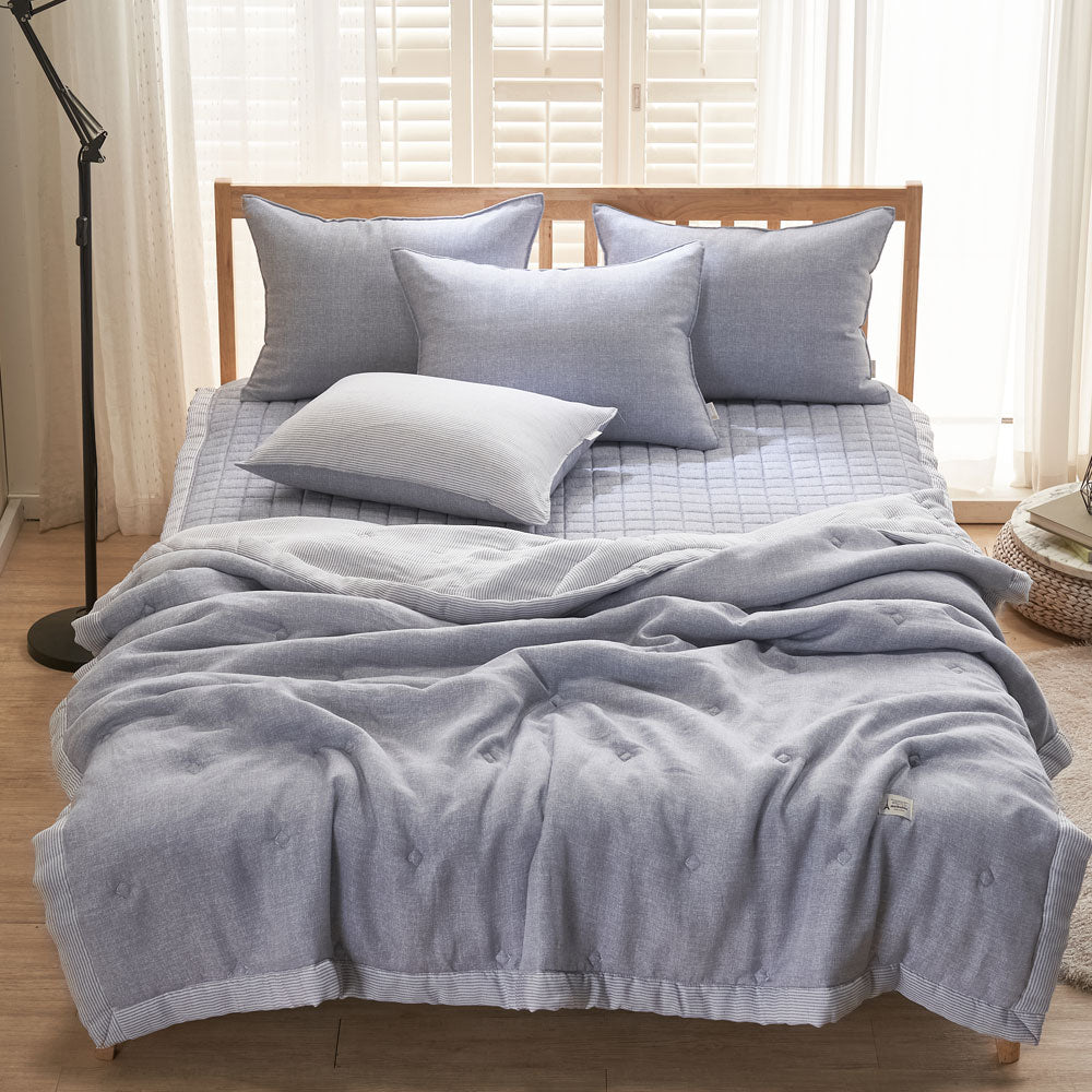 [한국직배송 F] 한길침장 인견 100% 써니 여름이불 Q (색상:블루/그레이)