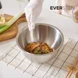 EVER STEN Mixing Bowl Full Set with Strainers (3 Stainless Bowls + 3 Strainers + 3 Lids)_ Korea Direct Delivery E