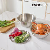 EVER STEN Mixing Bowl Full Set with Strainers (3 Stainless Bowls + 3 Strainers + 3 Lids)_ Korea Direct Delivery E