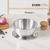 EVER STEN Mixing Bowl Full Set with Strainers (3 Stainless Bowls + 3 Strainers + 3 Lids)_ Korea Direct Delivery E