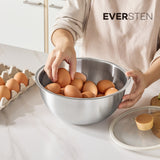 EVER STEN Mixing Bowl Full Set with Strainers (3 Stainless Bowls + 3 Strainers + 3 Lids)_ Korea Direct Delivery E