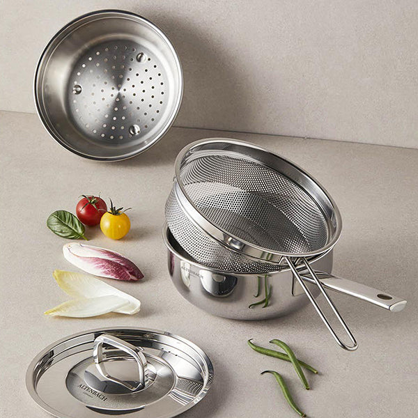 [한국직배송 B] 알텐바흐 316Ti 올인원 멀티쿠커(냄비+찜기+체반) 20cm 편수/양수 옵션선택