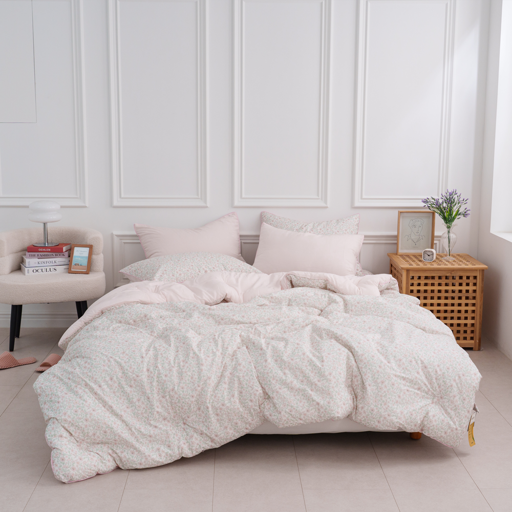 [한국직배송 B] 한길침장 겨울용 차렵이불 DTP원단 모달100% 샤론 SS/Q(10OZ) (색상:민트/핑크)