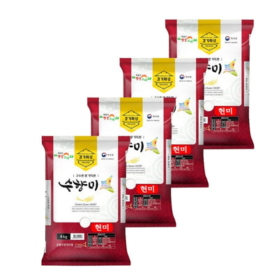 [2025 New Crop] Suhyang Brown Rice 4kg x 4bags_Free Shipping (Set)