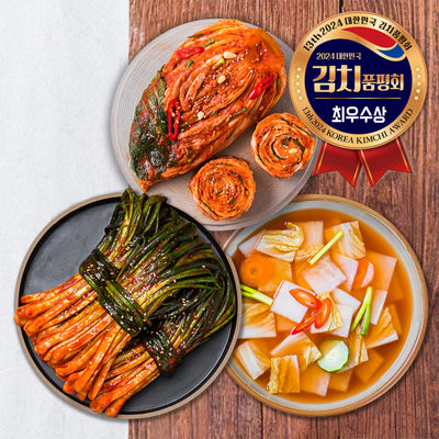 [Korea Direct Delivery D] Hongcheon Daebok Cabbage Kimchi 2kg + Nabak Kimchi 2kg + Green Onion Kimchi 1kg