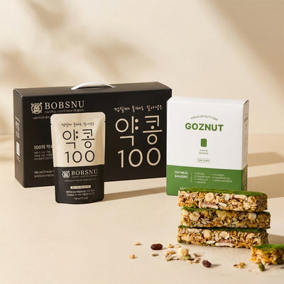 [밥스누] 약콩 100 두유 (190ml x 20팩) x 2박스 + [이른비] 고즈넛 감태 견과바 350g x 2박스 (묶음)_ 무료배송