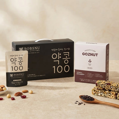 [밥스누] 약콩 100 두유 (190ml x 20팩) x 2박스 + [이른비] 고즈넛 흑미 견과바 350g x 2박스 (묶음)_ 무료배송