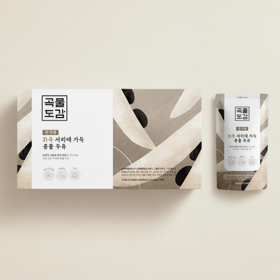 [곡물도감] 21곡 서리태 가득 콩물두유 (180ml x 15팩) x 2팩 (묶음)_ 무료배송