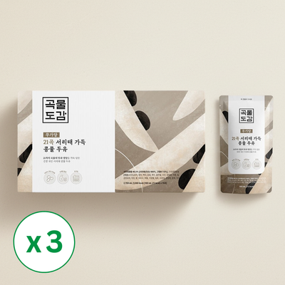 [곡물도감] 21곡 서리태 가득 콩물두유 (180ml x 15팩) x 3팩 (묶음)_ 무료배송