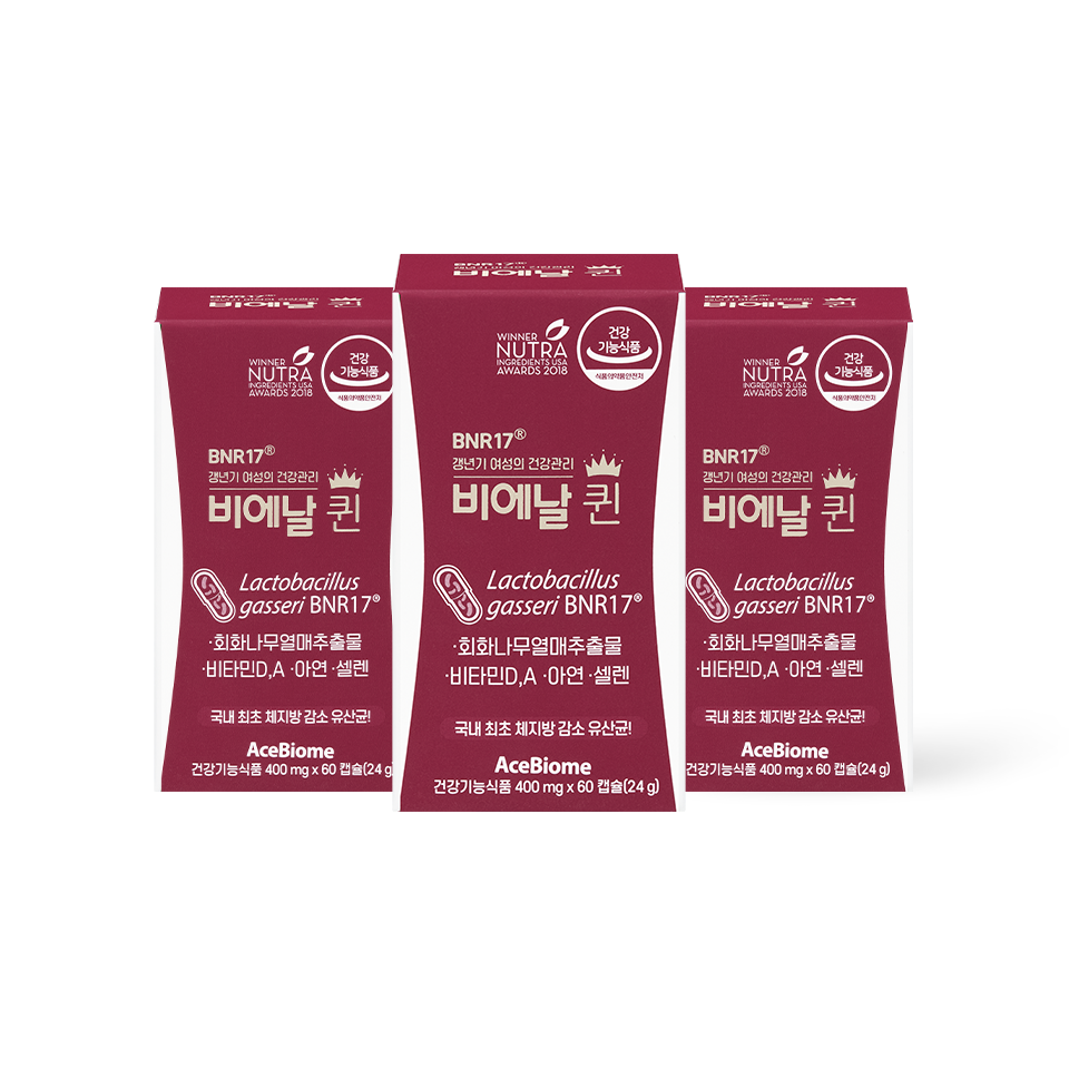 [한국직배송 C] 박주미유산균 갱년기유산균 비에날퀸 캡슐 (400mg x 60정) X 3세트(3개월분)