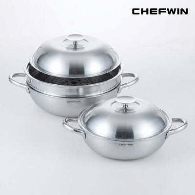 [한국직배송] 쉐프윈 316STS 통5중 파티웍 28cm / 32cm