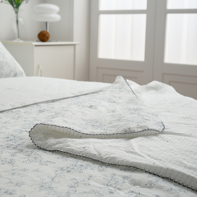 [K Direct Delivery] Hangil Bedding Natuur Modal Cooling Summer Comforter + Bed Spread (Soft Blue) SS/Q
